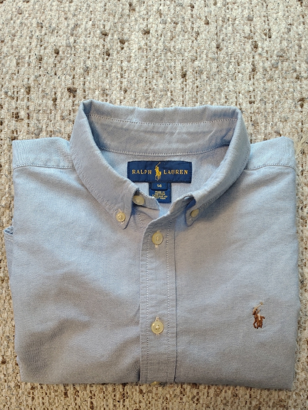 Ralph Lauren Light Blue Button-Down Oxford Shirt with Embroidered Pony